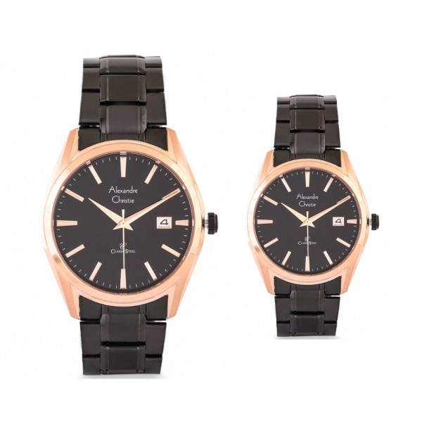Alexandre Christie AC 8554 Rosegold Black Couple Alexandre Christie AC 8554 Rosegold Black Couple